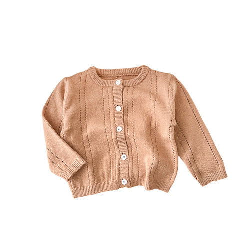  Spring and Autumn New Product Soft and Thin Hollow Cotton Baby Knitted Cardigan Baby Sun Protection Shirt Breathable Jacket