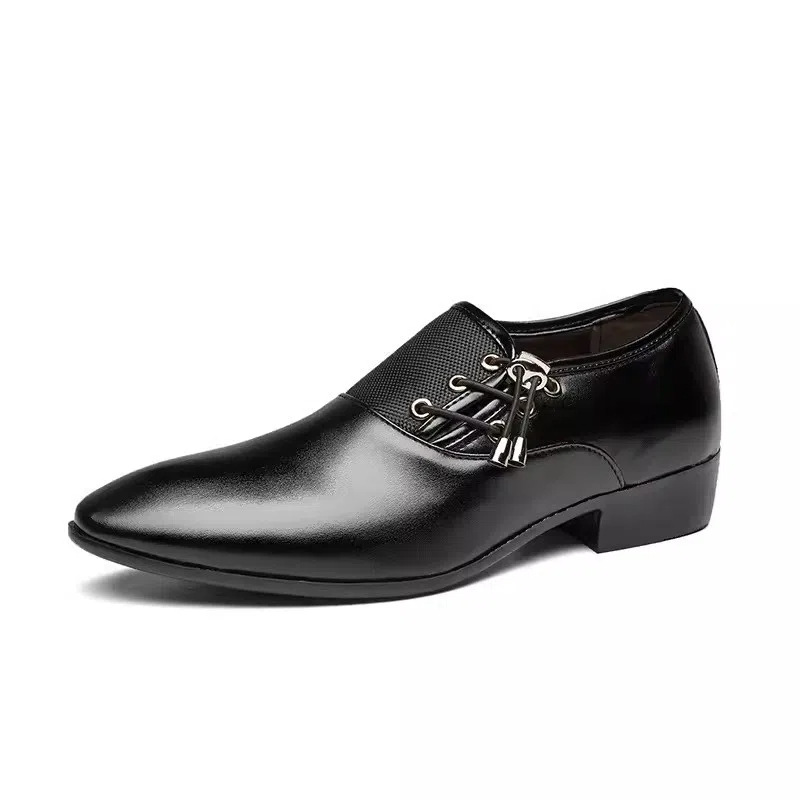Zapatos de cuero para hombre Zapatos de boda de negocios de cuero brillante pulido de moda de los hombres de Punta puntiaguda retro británicos zapatos de cuero de una sola capa entrega de una sola pieza image 6