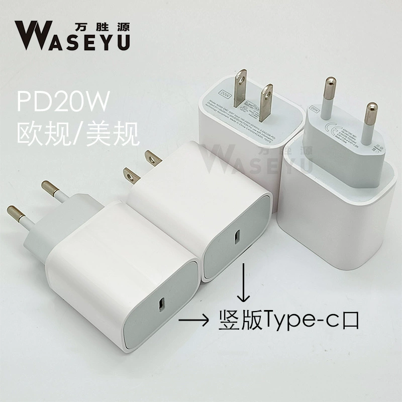 Зарядное устройство PD USB‑C мощностью 20W (WASEYU P12), евро/американская вилка, опциональные кабели PD 1–2 м или двойной-C