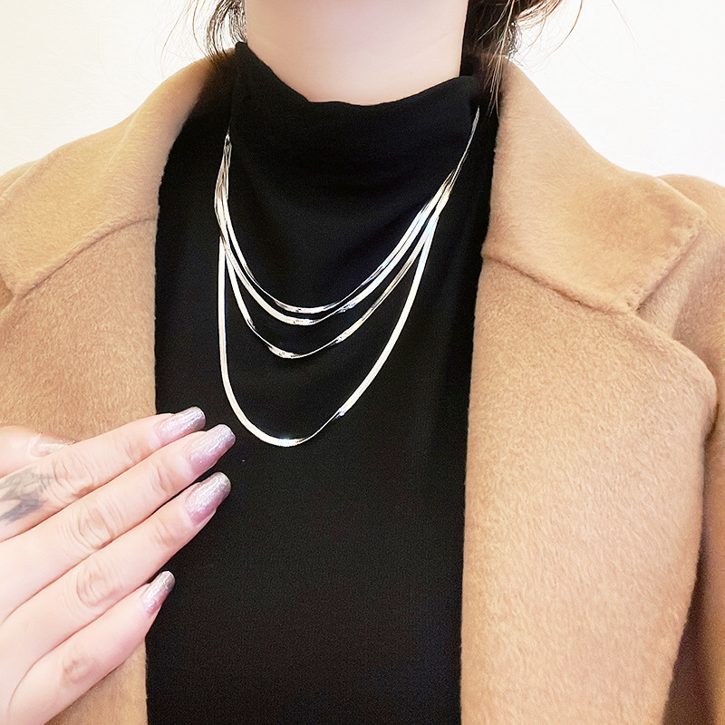 Fashion Solid Color Titanium Steel Handmade Layered Necklaces 1 Piece