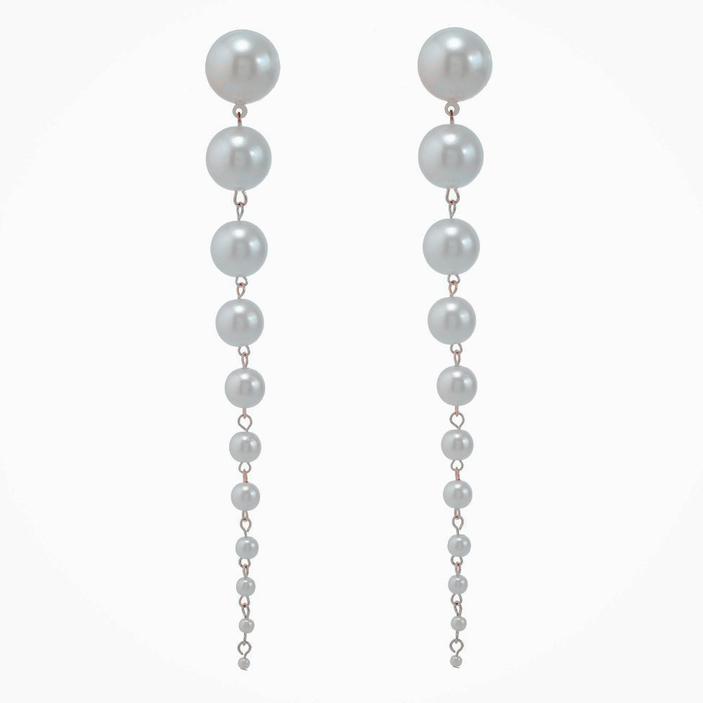Brincos longos de pérolas, modelo Cross-Border, sucesso de vendas, com personalidade europeia e americana, exagerados e versáteis._voghion.com