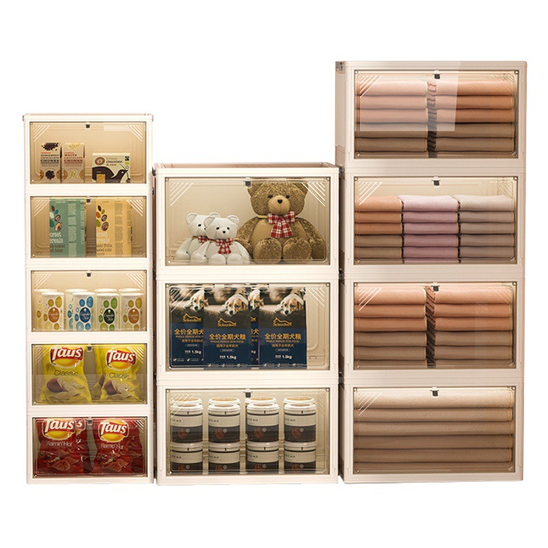 Caja de almacenamiento de compra de desbordamiento, gabinete de almacenamiento plegable sin instalación para oficina, gabinete de almacenamiento coreano multiusos de gran capacidad