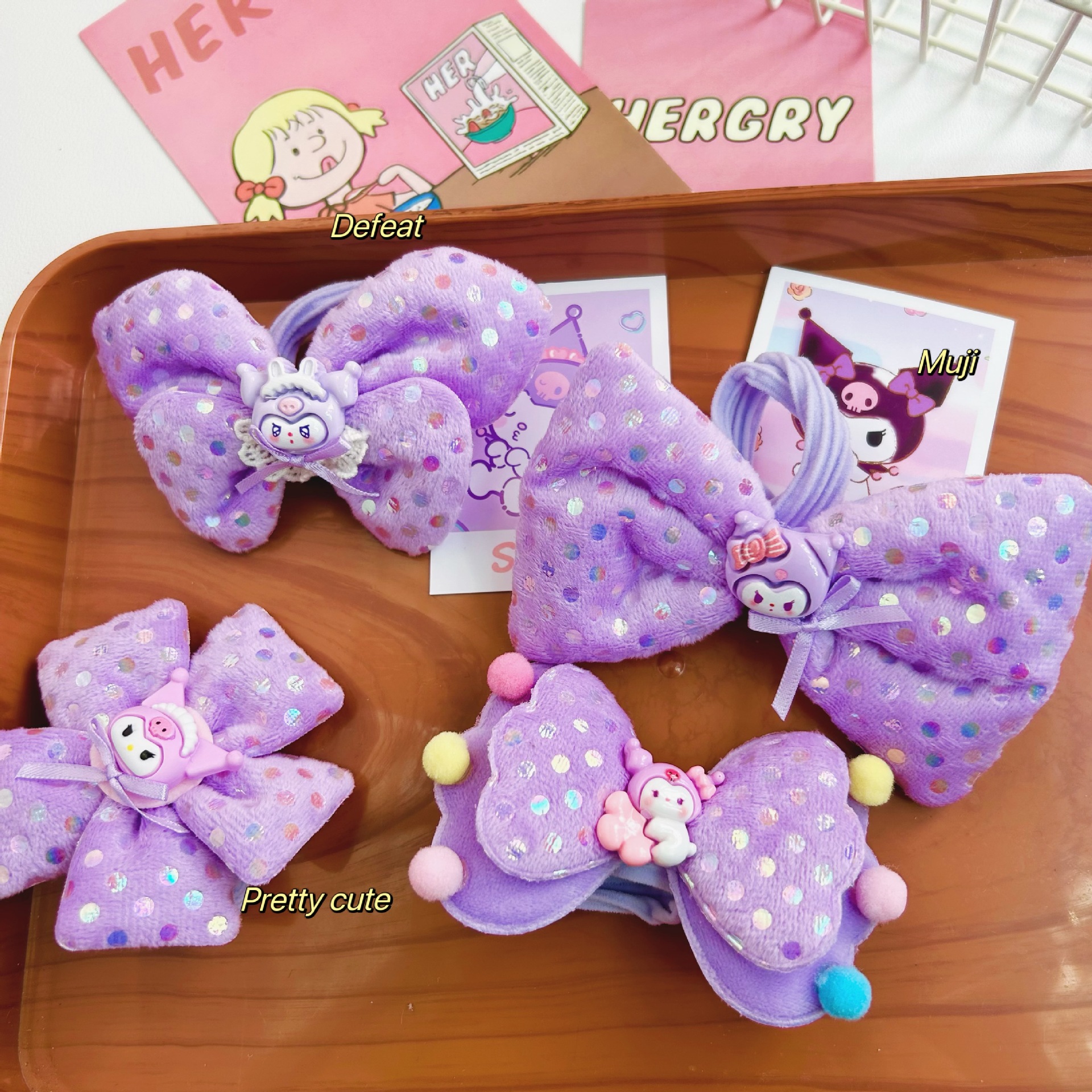 Niños anillo de cabello púrpura Kulomi otoño y invierno nuevo tela de lana correa de correa niña bola cabeza linda corda de cabello