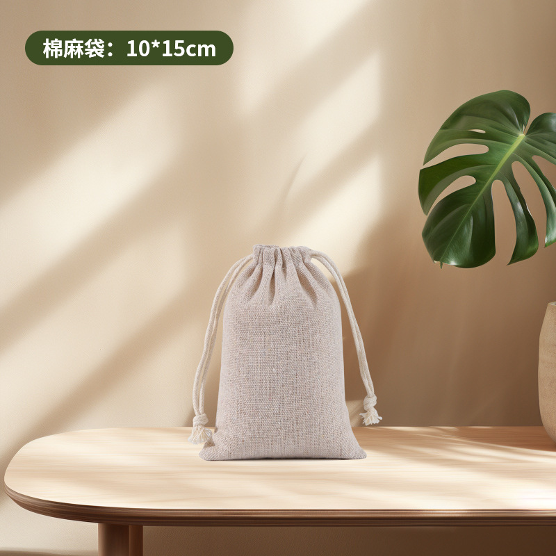Bolsa de Almacenamiento con Cordón de Algodón, Bolsa de Lino con Cordón, Se Puede Imprimir con Logotipo, Bolsa de Tela Pequeña en Existencia