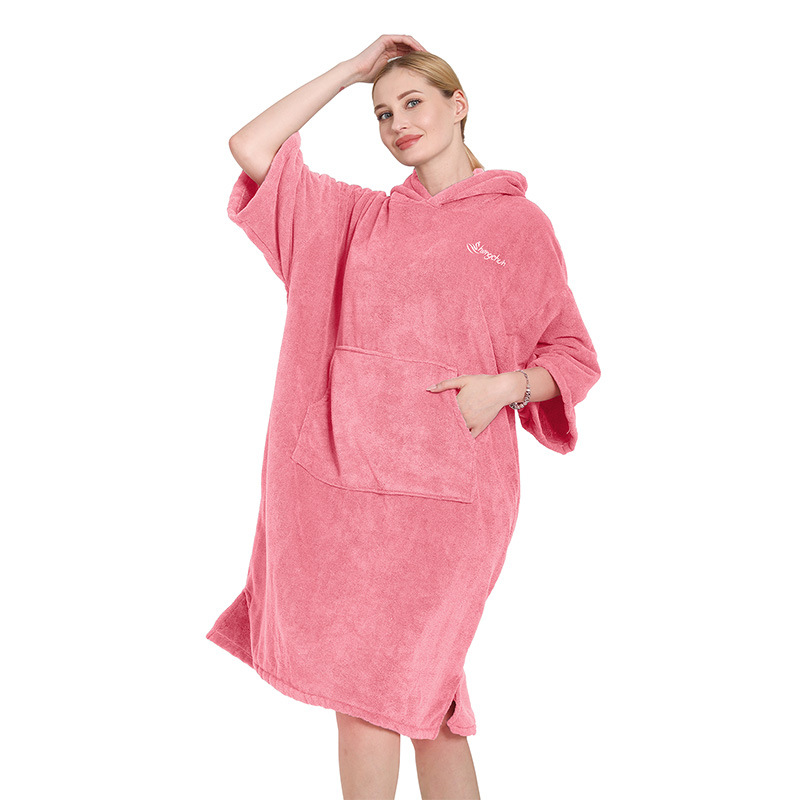 Playa de secado rápido capa absorbente de secado rápido natación al aire libre Microfibra de alta y baja lana Albornoz capa con capucha Toalla de baño