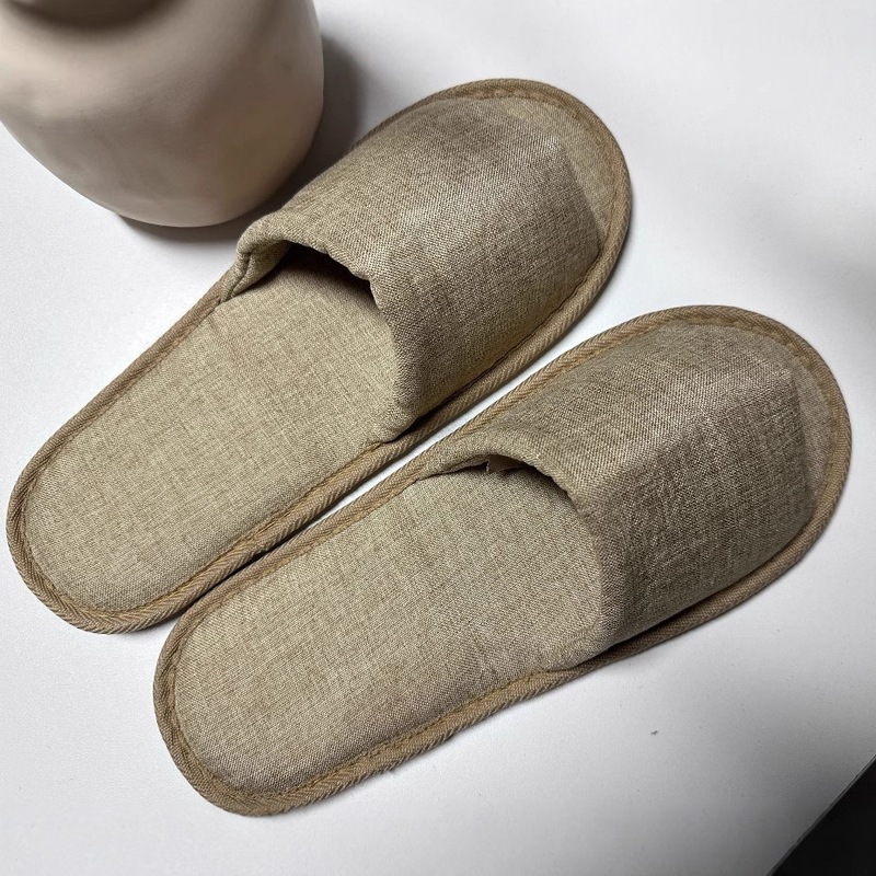 Hotel Palm Bottom Linen Disposable Slippers, High-Bottom Non-Slip, Environmentally Fribottomly, Hospitality, B&B, Beauty Salon Logo Customization