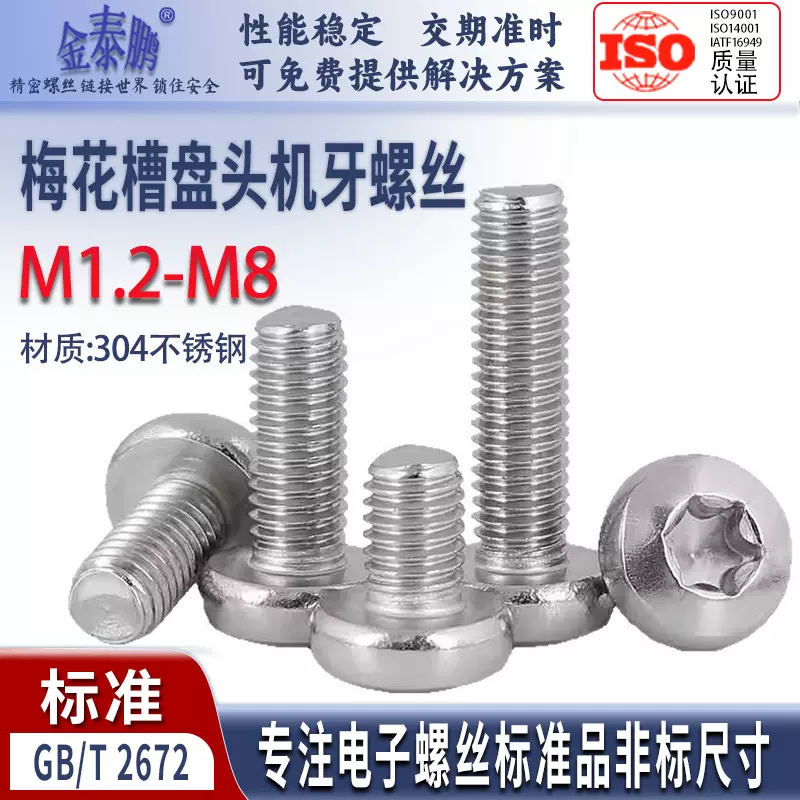 304不锈钢机牙螺丝BM梅花槽盘头机丝M3M4M5电子家电汽车塑料饰板