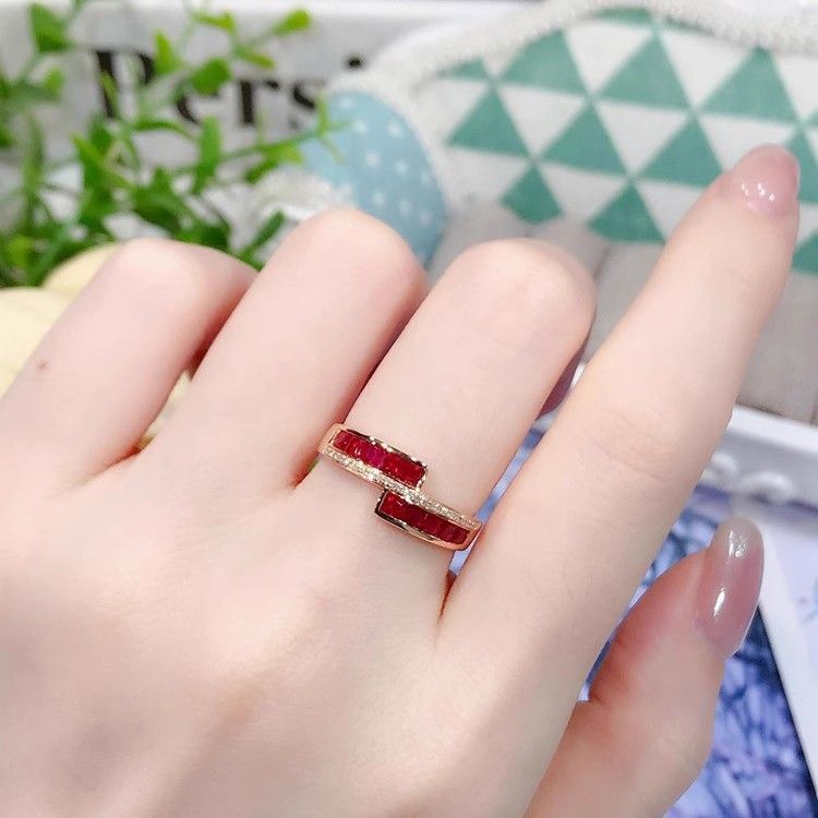 French Retro Ruby Ring For Women, Sterling Silver Diamond Ring_voghion.com
