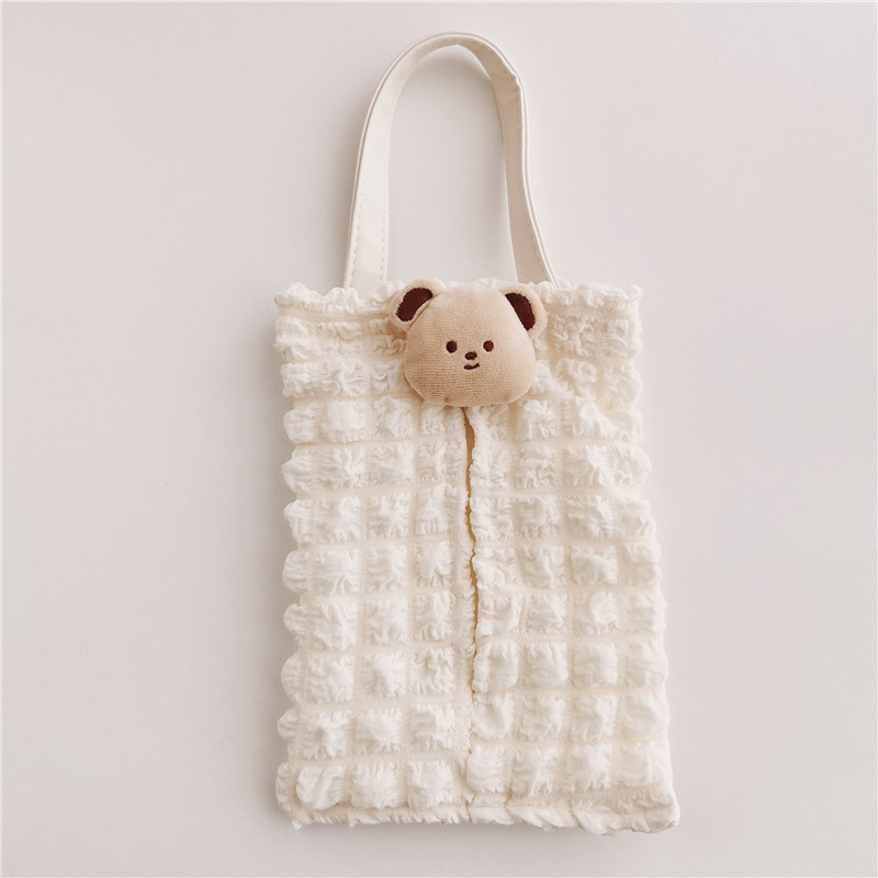 Korean-style cute bear tissue box cover for car seat backs, suitable for babies and children