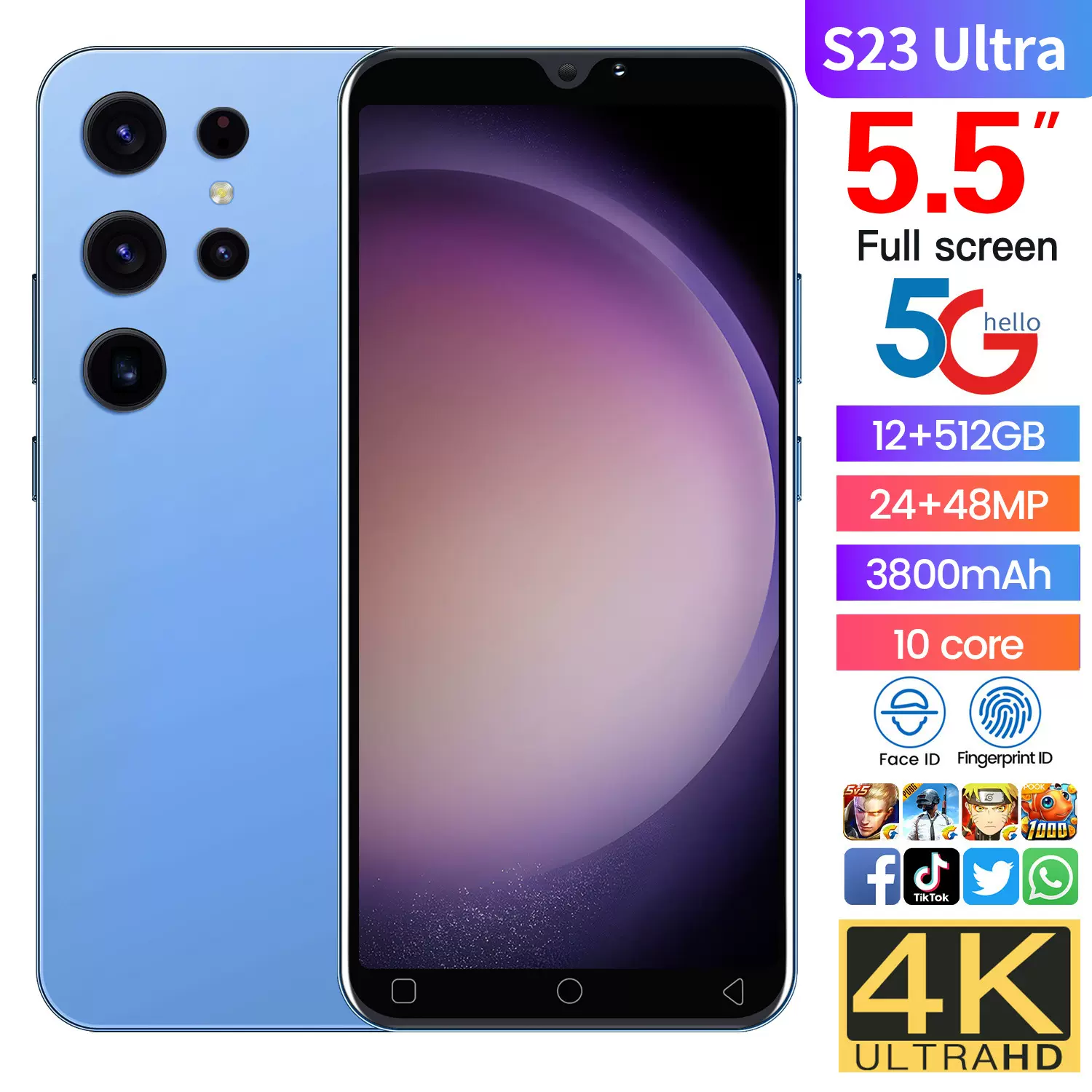 跨境新款S23 Ultra手机安卓12+512GB智能手机厂家美客多一件代发