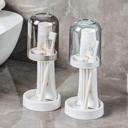 New toothbrush holder with dust cover, toothbrush cup stand, water drainage, guide placement, multi-functional home toothbrush holder