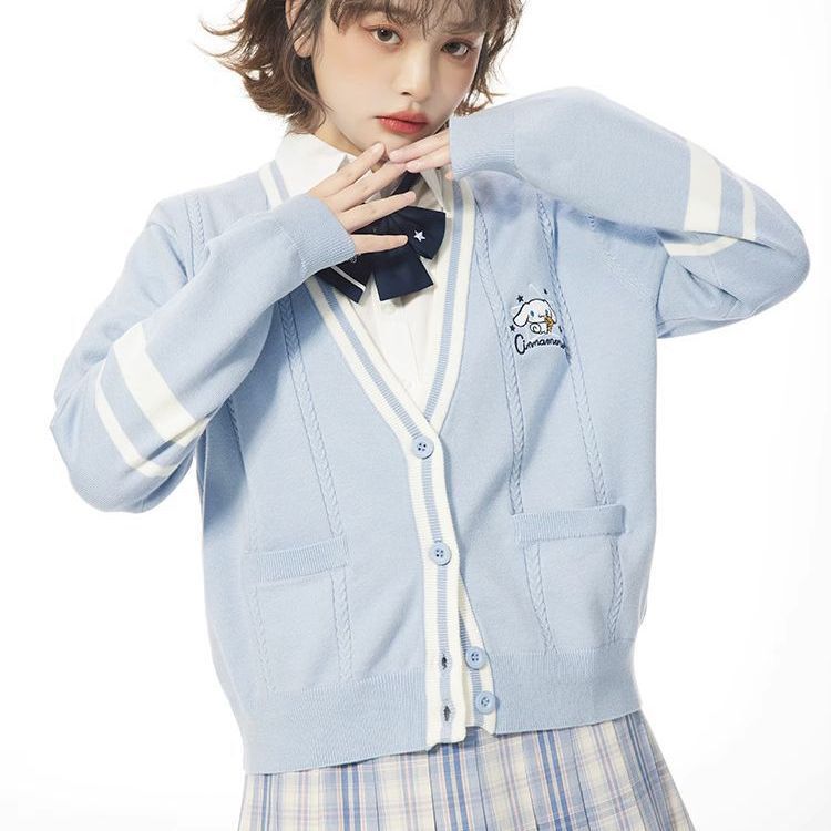 Yuguiru embroidered autumn and winter sweet cute jk uniform College Style age-reducing sweater women's knitted cardigan coat top