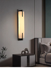 全铜云石客厅壁灯新中式电视背景墙卧室床头格栅走廊酒店别墅高端