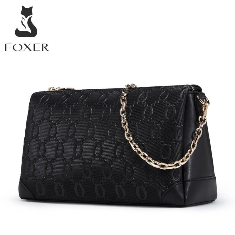 Golden Fox Genuine Cowhide Leather Women's Fashion Phone Bag Chain Shoulder Crossbody Small Square Bag - Thumbnail 6