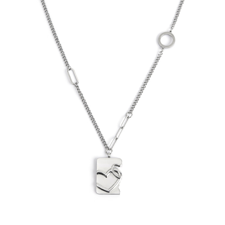 Titanium Steel Heart Shaped Pendant Necklace Personalized Gift_voghion.com