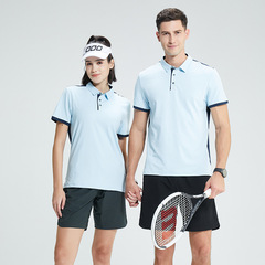夏季涼感透氣抗皺短袖翻領運動polo衫男戶外休閒防曬拼色速幹上衣