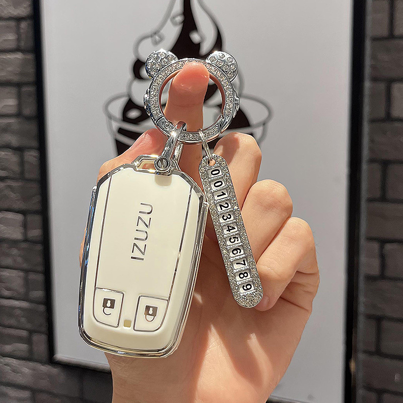 이스즈-스마트 2 키 [싱글 쉘 화이트] + 실버 우주 비행사 드릴 버클 + 실버 번호판