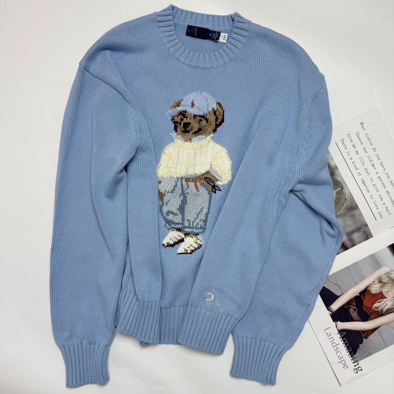 高品質/スキャン可能なクマの25年秋冬新作純綿ヘビーウェイト刺繍ラウンドネックセーターニット婦人服|undefined