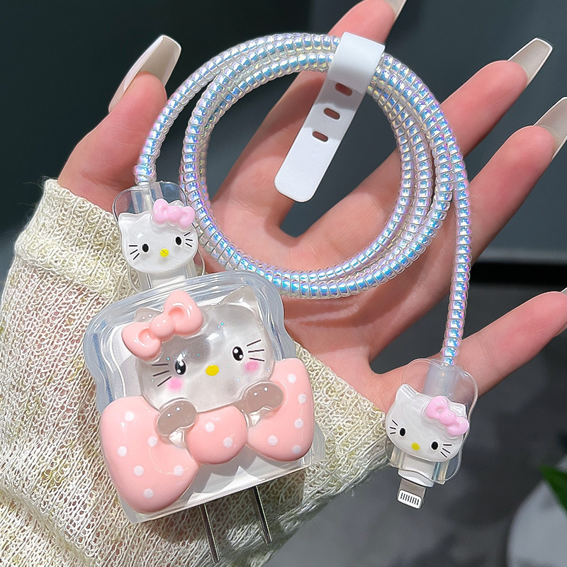 【Gato Lindo】Funda Protectora + Cordón + Protector de Cable