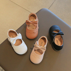 Little Girl Retro Small Leather Shoes Korean Version Baby Cute Single Shoes Soft Sole Princess Shoes 24 New Version Butterfly Knot Children's Leather Shoes