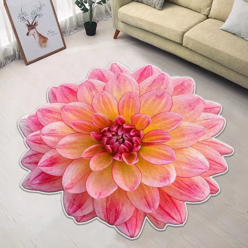 Special-Shaped Large Flower Crystal Velvet Carpet Bedroom Computer Chair Living Room Sofa Swivel Chair Hanging Basket Home Study Carpet