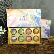 奢皇中秋牛奶皮炫彩渐变梦幻桃山皮燕窝流心月饼厂家批发一件代发