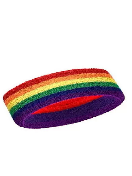 Rainbow Headband Sports Outdoor Badminton Fitness Sweat-Absorbent Color-Blocked Striped Towel Headscarf Basketball Head Protector