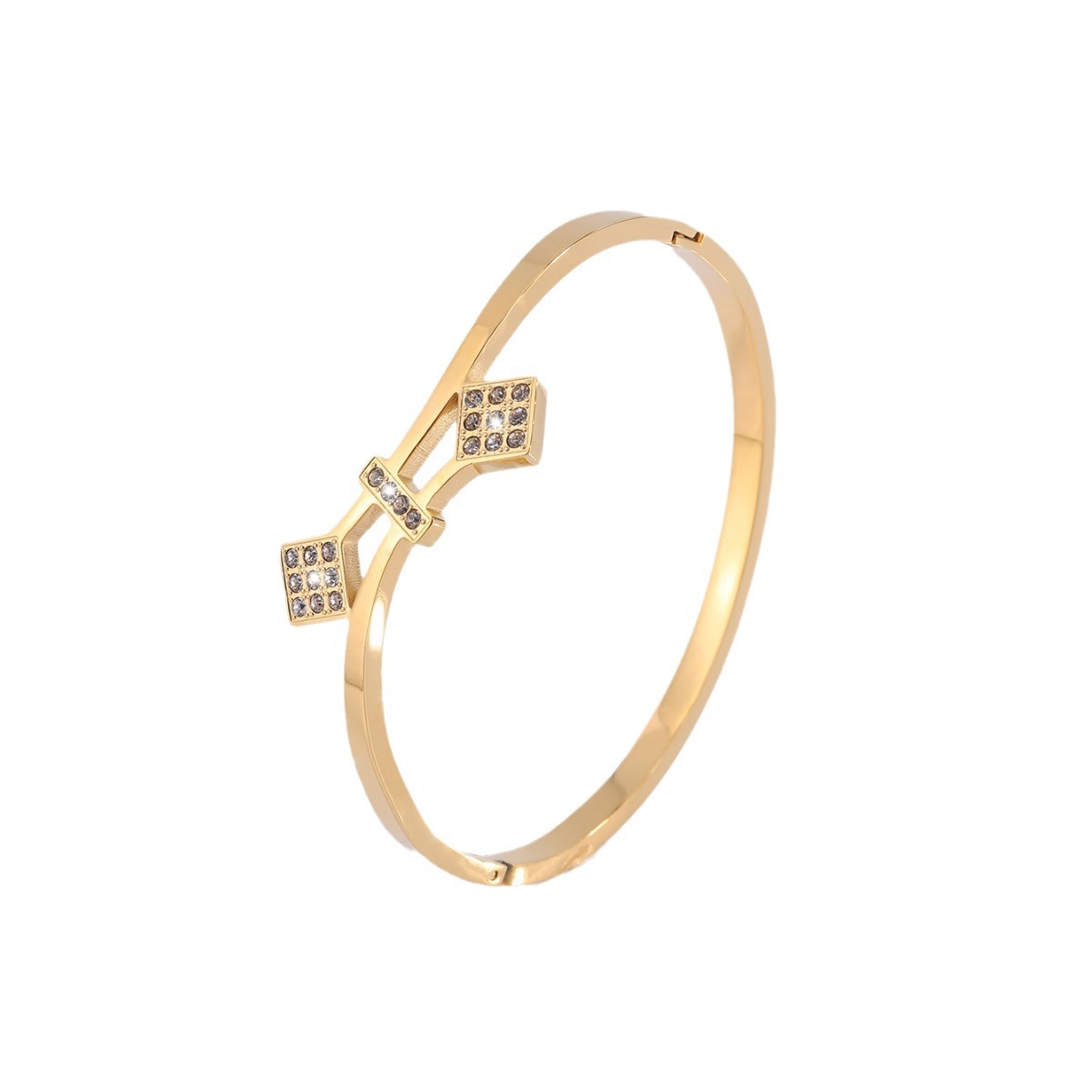 Brazalete de acero de titanio Waffle Personalidad no se desvanece Brazalete de diamantes de mujer abertura de pareja de alto nivel Brazalete de acero inoxidable