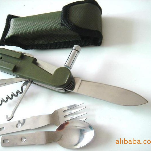 多功能野营餐具 户外餐具 带灯多用途餐具