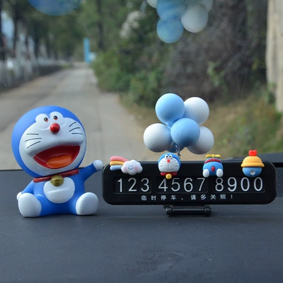Nömrəli dayanma kartı — plate cartoon temporary parking card - black-folding-card-smiling-cloud-dora-blue-ball-sitting-dora
