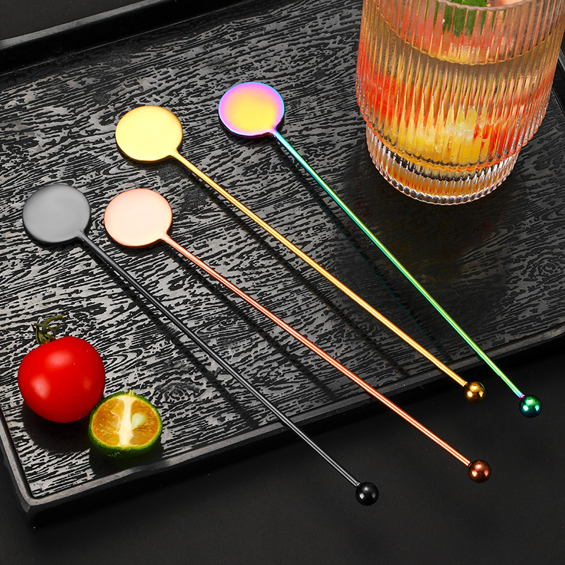 FUENTE fabricante 304 de acero inoxidable redondo marca de café barra de agitación creativo cóctel jugo leche té cóctel palo