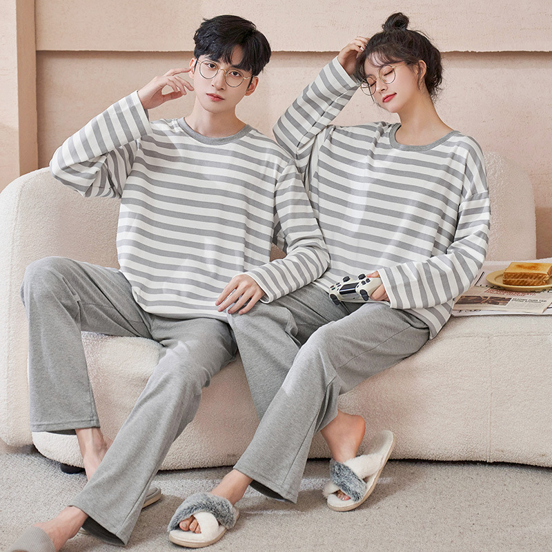 2026 New Couple's Pajamas for Women, Suitable for Spring and Autumn, Can Be Worn Outside, Striped Loungewear, Men's Casual Plus-Size Long-Sleeve Set 2026 New Couple's Pajamas for Women, Suitable for Spring and Autumn, Can Be Worn Outside, Striped Loungewear, Men's Casual Plus-Size Long-Sleeve Set