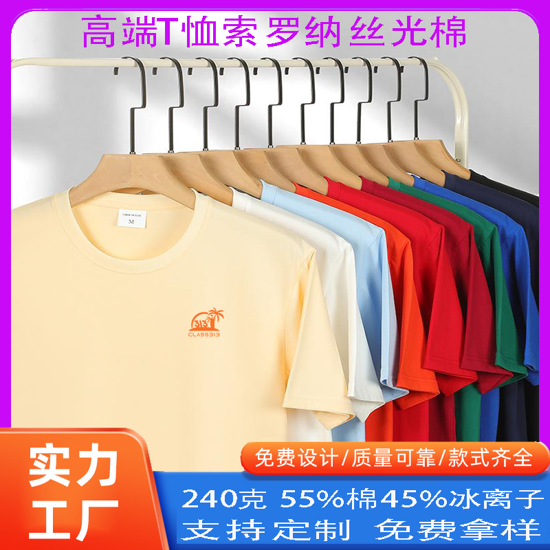 Advertising Shirts with Custom Printed Logos, New Round Neck Short-Sleeved Work Clothes, Graduation Cultural Shirts, T-Shirts with Custom Printed Logos