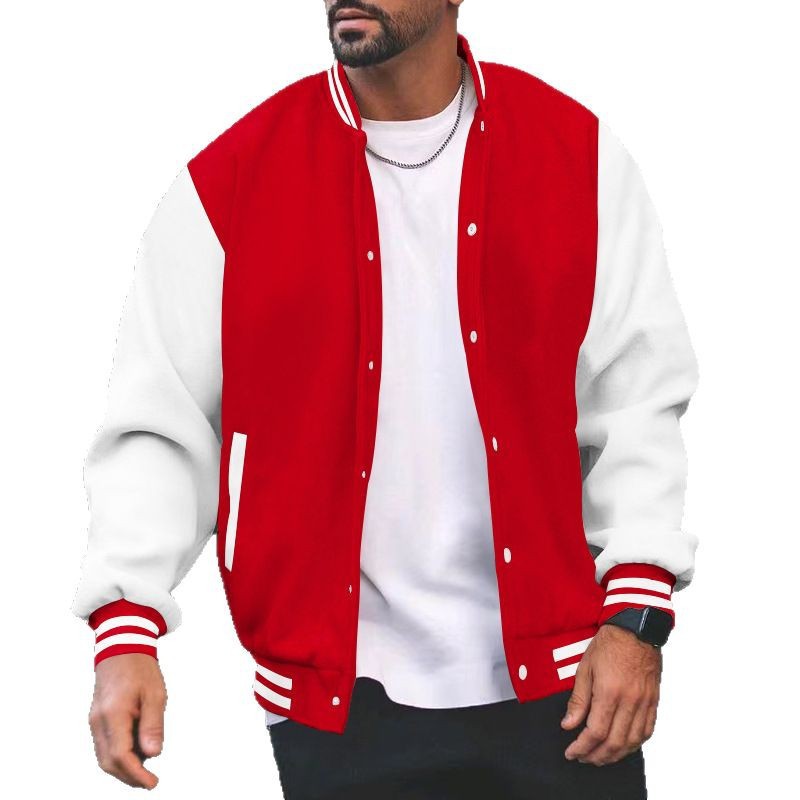 跨境男装秋冬夹克潮流卫衣休闲百搭男士宽松青少年开衫棒球服外套