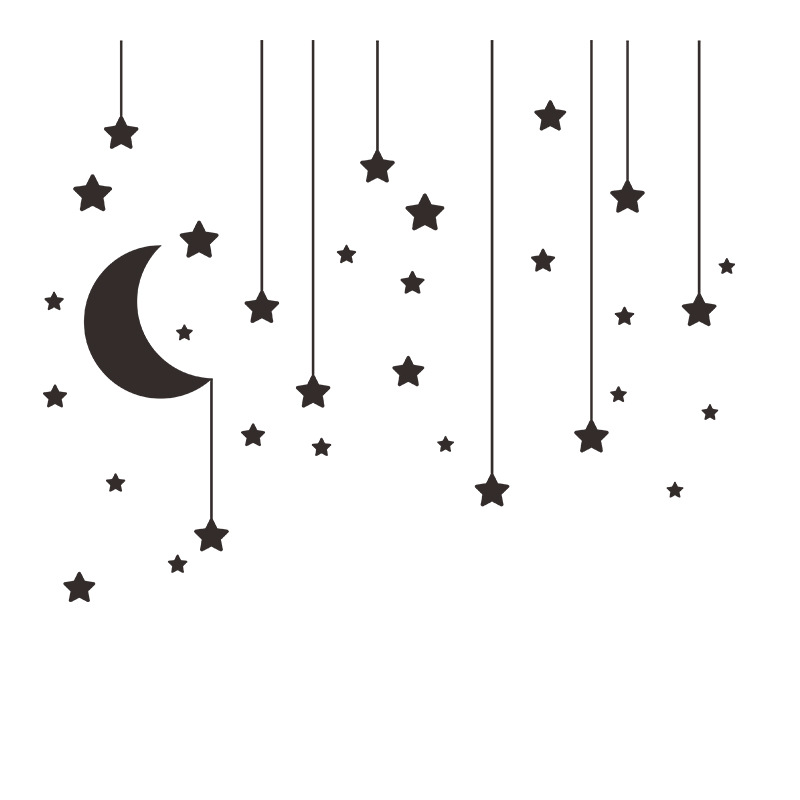Einfache Stern Mond Anhänger Schlafzimmer Wandaufkleber display picture 8