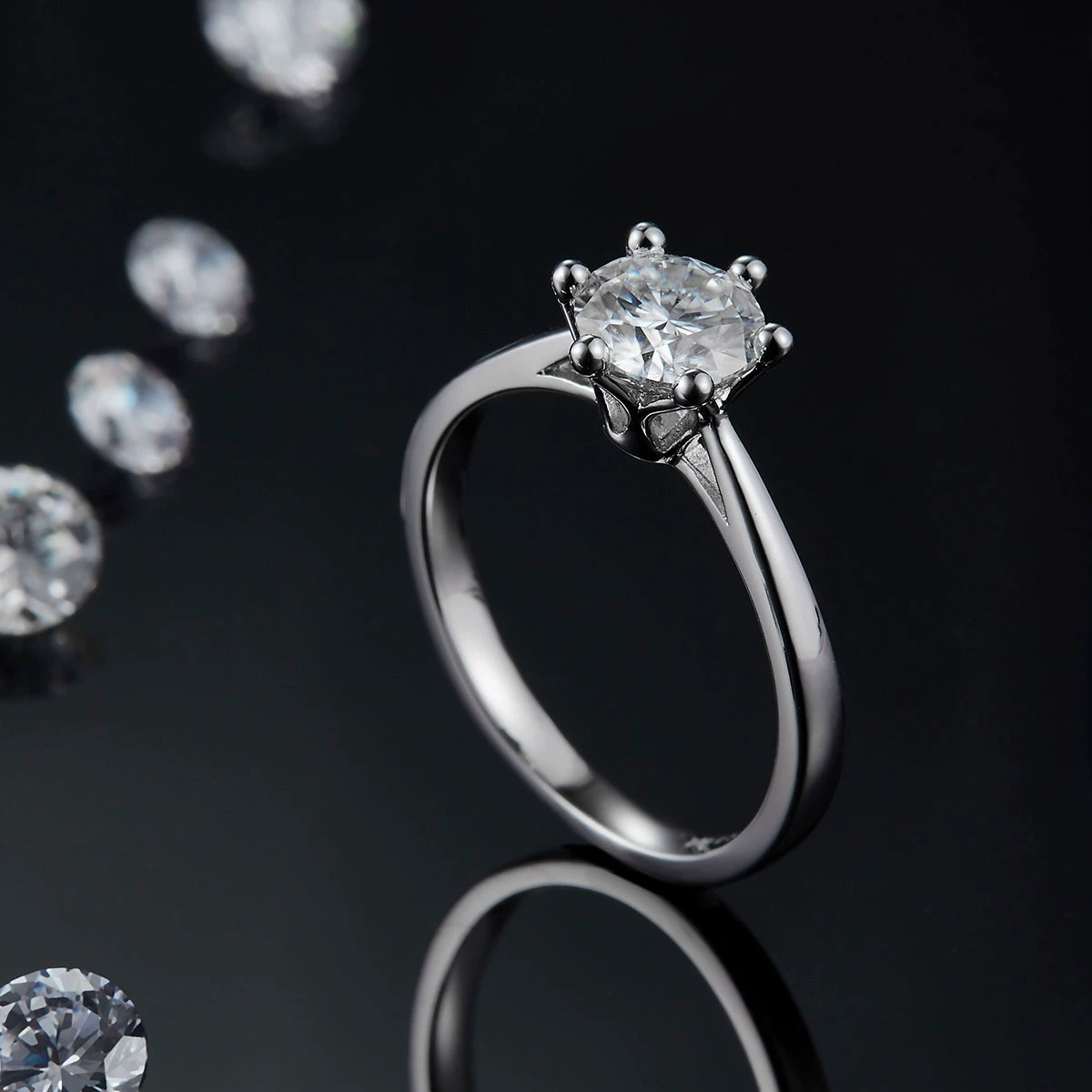 华莎珠宝 Ring with stone, classic accessory for St. Valentine's Day, 1 carat