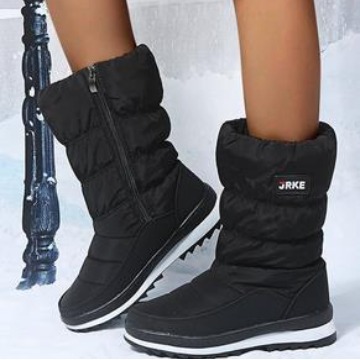 Botas de nieve de fondo grueso de punta redonda de comercio exterior para mujeres más el tamaño de forro polar engrosado cremallera lateral media pantorrilla botas de algodón deseo camuflaje zapatos cálidos