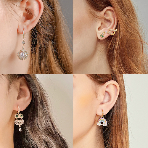 S925 Silver Needle Beautiful Pearl Bow Girl Earrings Temperament Geometric Earrings Personalized Trendy Earrings for Women