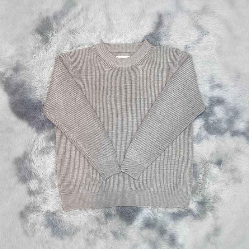 Four-Corner Stitching Label, Pure Color Knit Sweater, Round Neck Pullover, Warm Unisex Top, Cross-Border