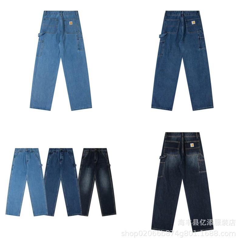 Cross-Border Foreign Trade Trendy Brand Jeans Heavy Washed Japanese Workwear Retro Casual Unisex Versatile Straight-Leg Jeans