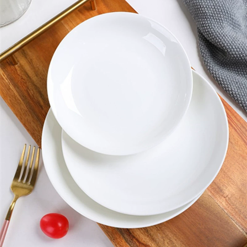 Фарфоровые блюда из bone china и керамические тарелки, чистый белый, различный размер 4–14 дюймов для стейка и обеда