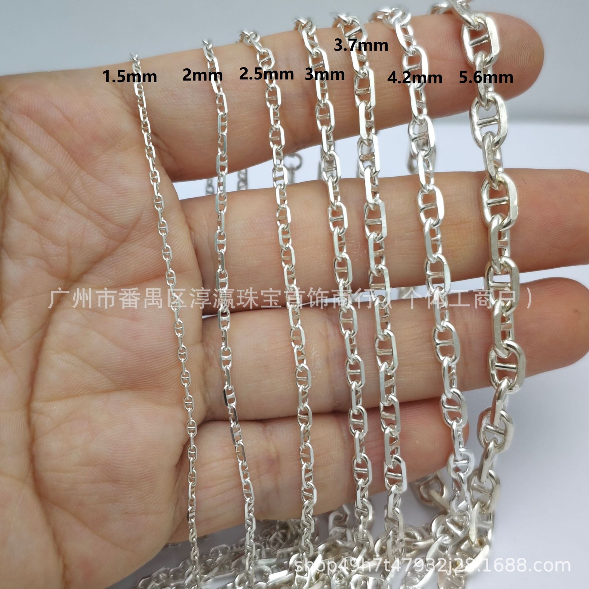 S925 Sterling Silver Japanese Chain Pig Nose Necklace European and American Cross-Border Export Finished Chain Manufacturer Direct Sales Complete Specifications