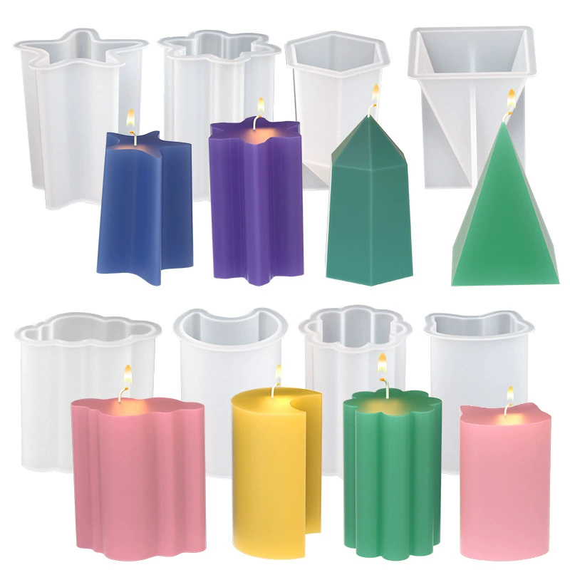 Множественные геометрические столбы свечи силиконовые формы любви цветочный тип луны кошачий позвонок тела клея формы через границу