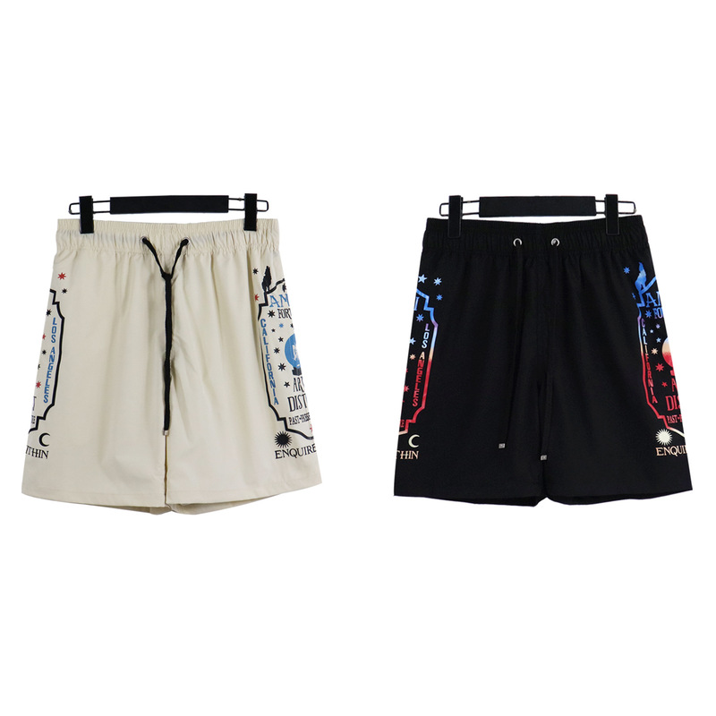 Cross-border exclusive for European and American fashion brand AMIRI digital printing men's drawstring sports casual shorts men's loose shorts