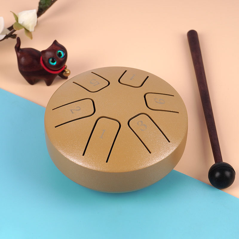 Mini tambor hueco 3,8 pulgadas tambor de lengua de acero de 6 tonos juguetes educativos fuente de instrumentos de percusión para niños fábrica transfronteriza exclusiva