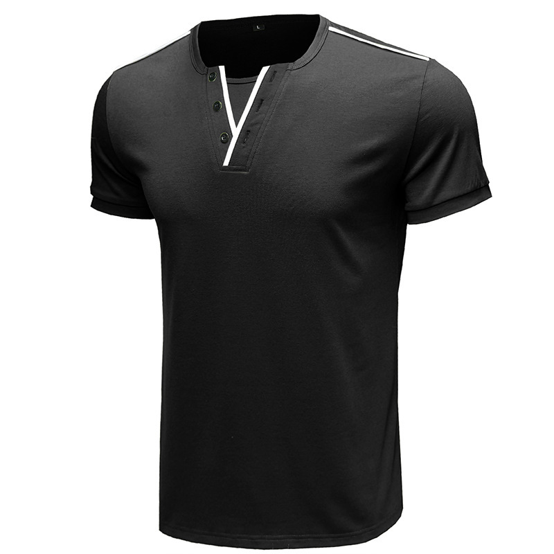 T-shirt uomo scollo a v maniche corte stile casual estivo_voghion.com
