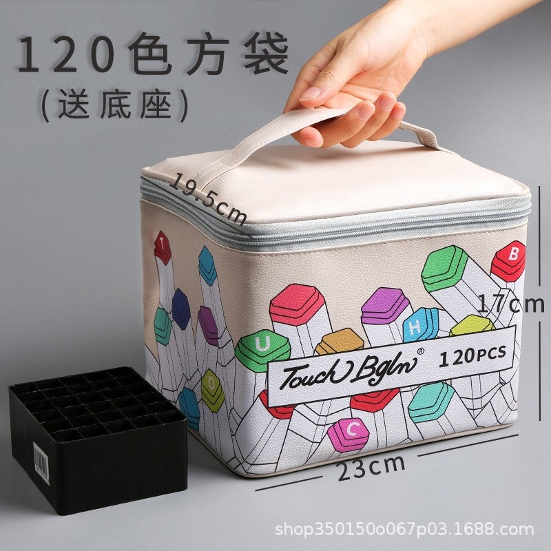 Caja de lápiz de almacenamiento de marcador pluma de acuarela PU bolsa de cuero marca caja de lápiz marcador bolsa 80 marcador de color caja de lápiz al por mayor