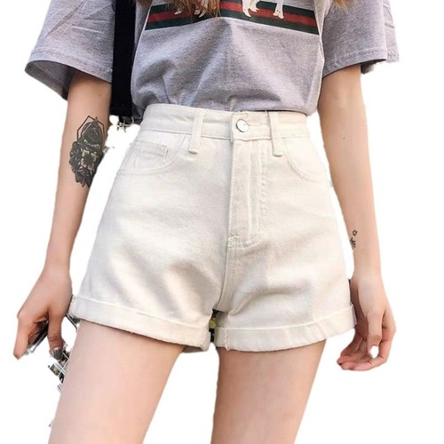 Women's High-Waisted Black Spring and Autumn 2025 Versatile Slimming White Loose Wide Leg A-Line Hot Pants Ins