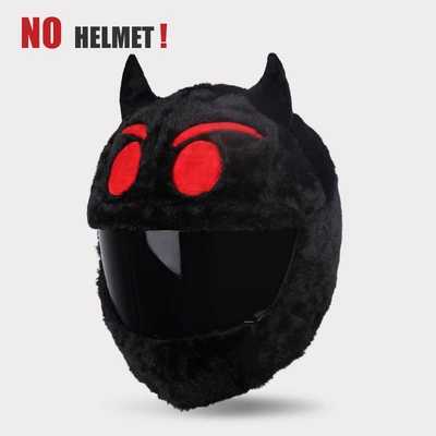 Cross-border wholesale motorcycle helmet cover exposed helmet full helmet plush cartoon personality helmet protective cover pig head sister (Dəbilqə (Kaska) aksesuarları) - black-little-devil-hot-selling-model