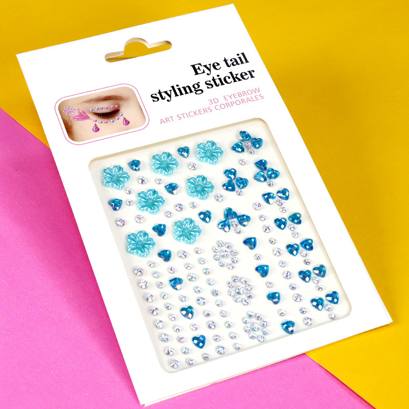 Pegatinas de Pedrería para Maquillaje Facial y Ojos de Resina Autoadhesivo Brillante para Maquillaje Facial y Ojos
